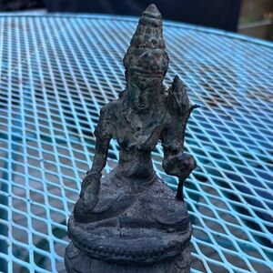 Vintage Dark Bronze Sitting Sculpture